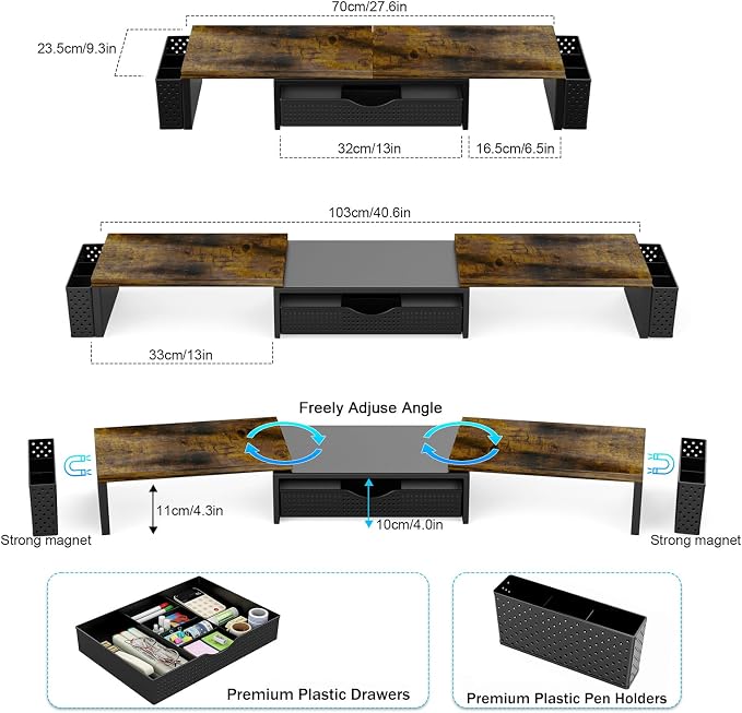 Spacrea Metal Desk Organizers and Accessories, Dual Monitor Stand Riser - Image 5