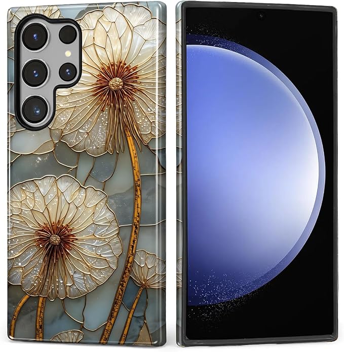 for Samsung Galaxy S24 Ultra Case, Dandelion Stained Glass Pattern Glossy 2 in - Image 3