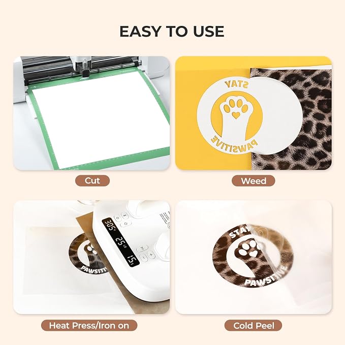 HTVRONT Leopard Heat Transfer Vinyl, 12in x 8ft Leopard Printed Iron on Vinyl - Image 6