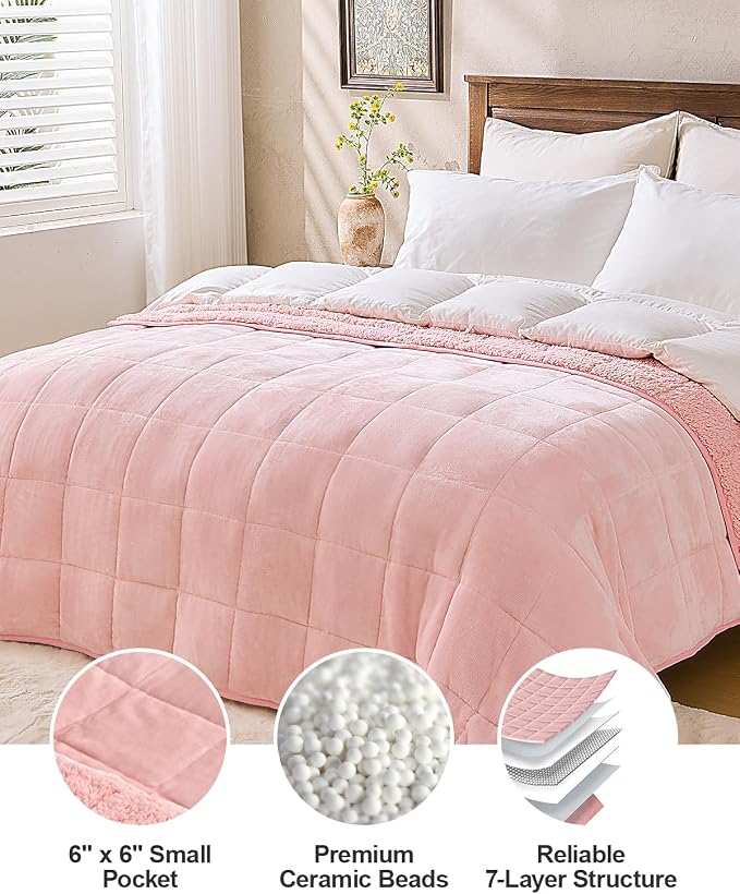 Super Fuzzy Soft Sherpa Fleece Weighted Blanket, 12 lbs Dual Sided Fluffy Heavy - Image 8