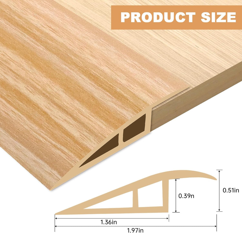 Vinyl Door Threshold Flooring Transition Strip Self Adhesive Carpet Edging Strip for Laminate Doorway Edge Threshold from 1/5" to 2/5" (Light Yellow Wood Grain, 3.3 Ft)