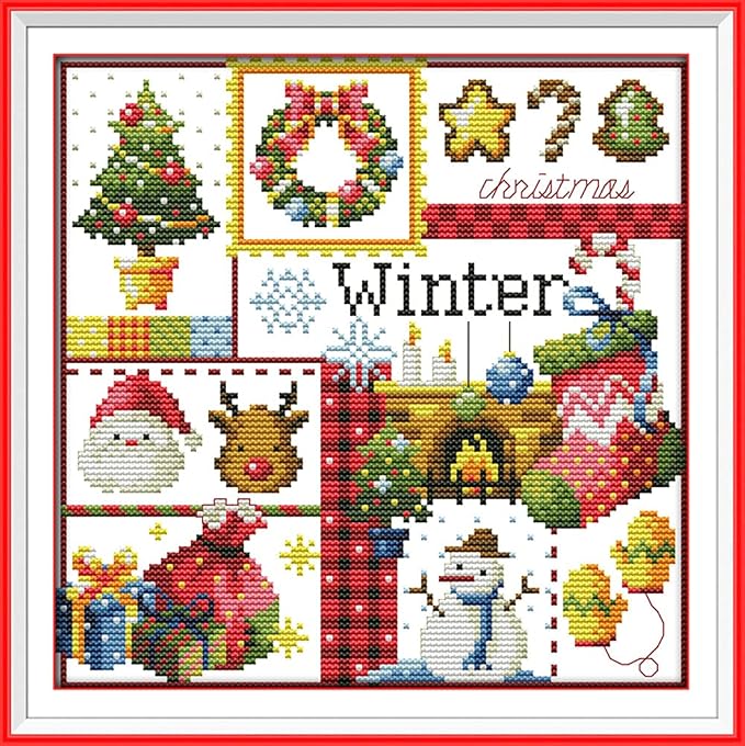 Awesocrafts Cross Stitch Kits, Four Seasons of Winter Easy Patterns Cross by Awesocrafts