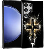 for Samsung Galaxy S24 Ultra Case, Cool Cross Pattern Glossy 2 in 1 Shockproof by Teonvpu