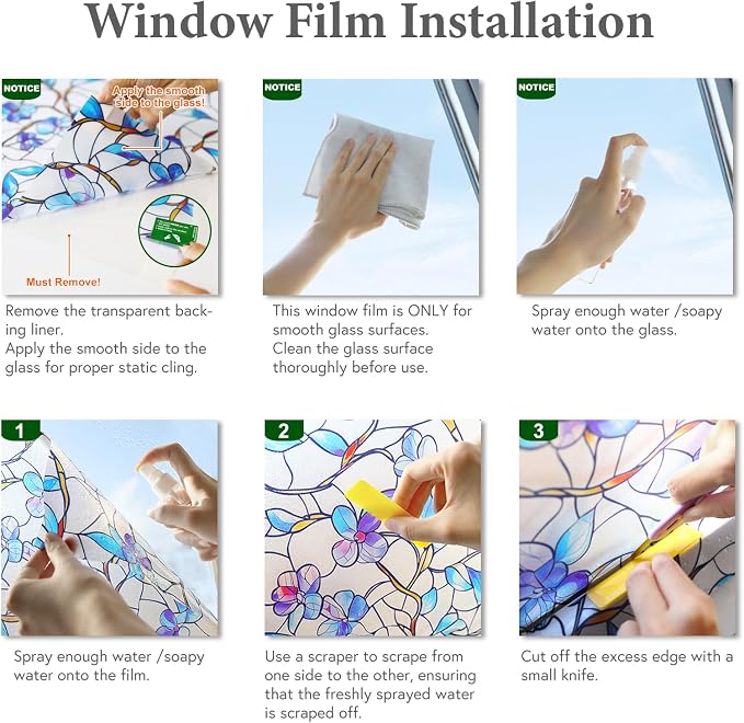 SOMWISE Rainbow Window Privacy Film, Heat Control, UV Blocking, Anti-Glare - Image 9