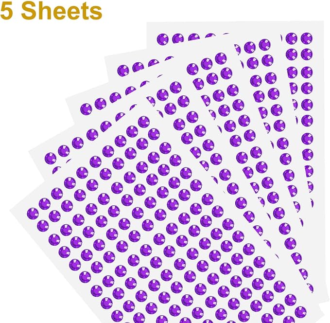 HARFINGTON 5 Sheet/800pcs Rhinestone Adhesive Stickers Self Adhesive Acrylic - Image 3