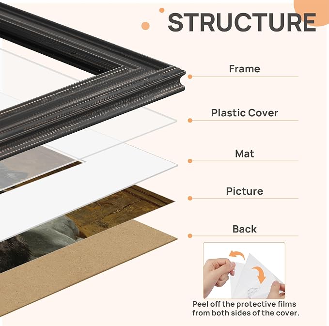upsimples 5x7 Picture Frame, Vintage Frames Decor, Wall or Tabletop Display - Image 3