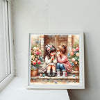 Girl Paint by Numbers Kit for Adults, Cute Bestie and Flower Unframed - Image 3