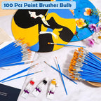 Small Paint Brushes Bulk, Anezus 100 Pcs Flat and Round Pointed Brushes Craft - Image 2