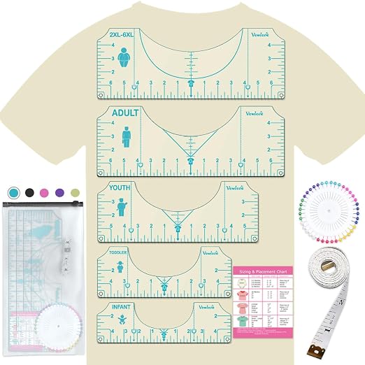 Vowlove T-Shirt Ruler Guide Alignment Tool to Center Designs, All Size Tshirt by Vowlove
