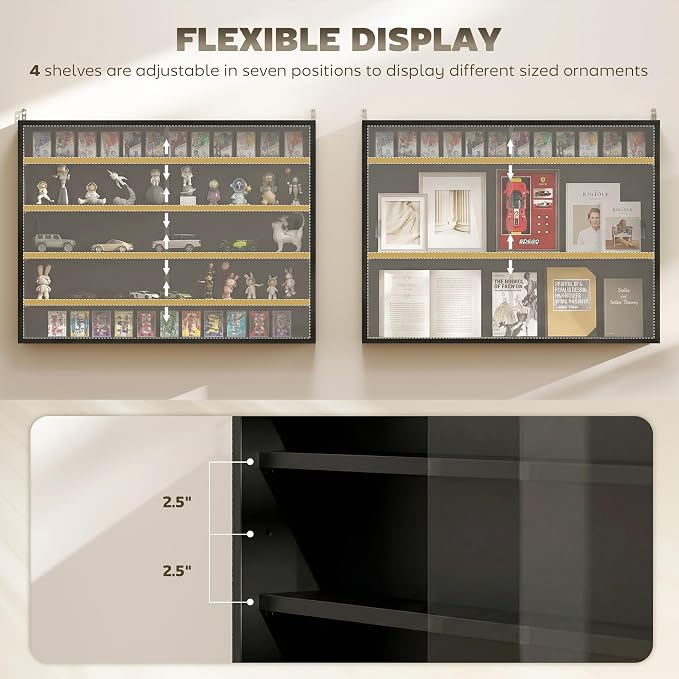 HOMCOM 5-Tier Display Cabinet, Glass Door Cabinet - Image 4