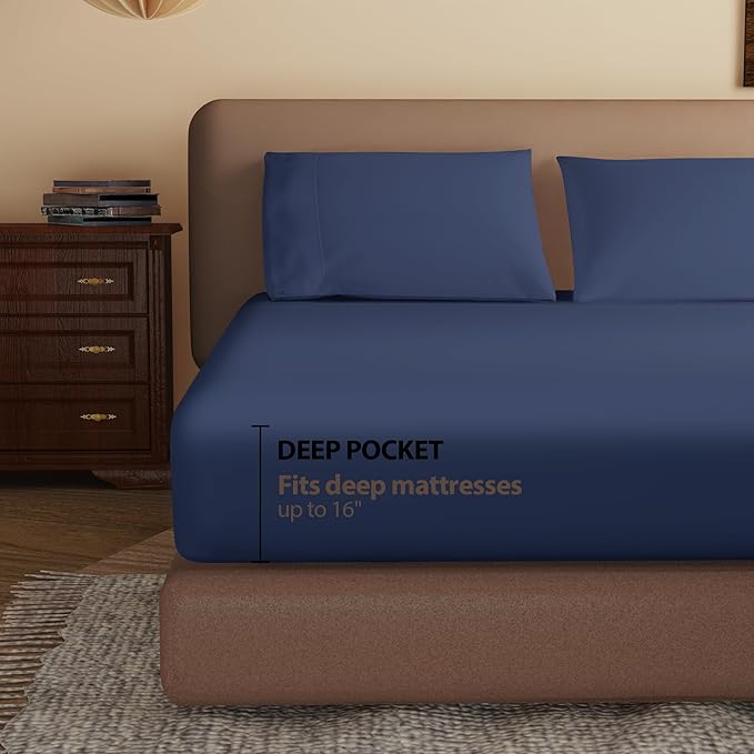 100% Egyptian Cotton Fitted Sheet Twin XL Size, 600 Thread Count, Soft & - Image 3
