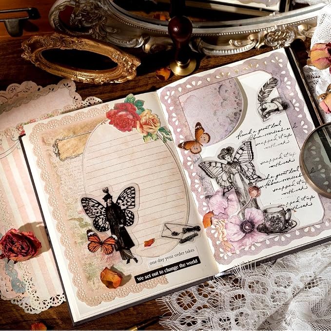 30 Sheets Lace Edged Vintage Scrapbook Paper, Scrapbooking, Stationery Letter - Image 4
