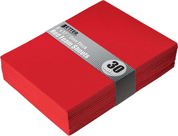 Better Office Products Red EVA Foam Sheets, 30 Pack, 2mm Thick, 9 x 12 Inch by BetterOfficeProducts
