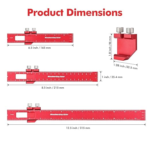 3PCS Woodworking Ruler Set, Precision Measuring Tool - Image 2