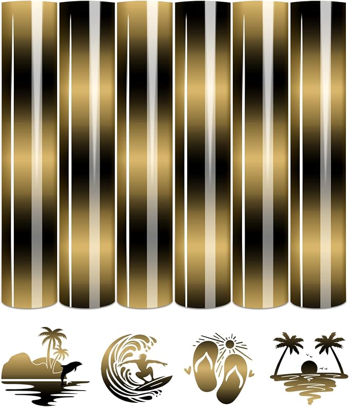 Tintnut Yellow Black Gradient Heat Transfer Vinyl, Ombre pattern, PU HTV Sheets by Tintnut