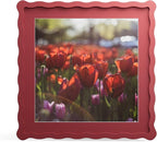 12x12 Picture Frame with Mat for 10x10, Wavy Edge Wooden Real Glass Photo Frame by THKRLOF