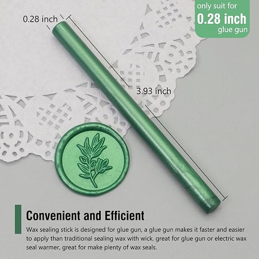 Wax Seal Kits, Pine Green Sealing Wax Sticks, HOSEALING Glue Gun and Wax Seal - Image 3