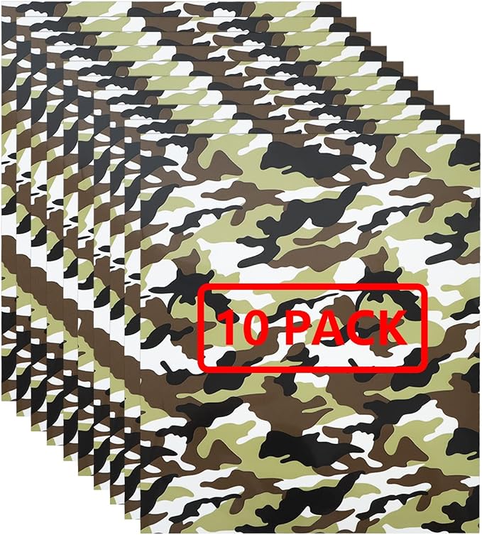 FUNKAKA Camo Army Earthy HTV Heat Transfer Vinyl Bundle, 10 Sheets PU HTV Vinyl by FUNKAKA