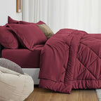 Love's cabin California King Comforter Set Burgundy, 7 Pieces California King - Image 3