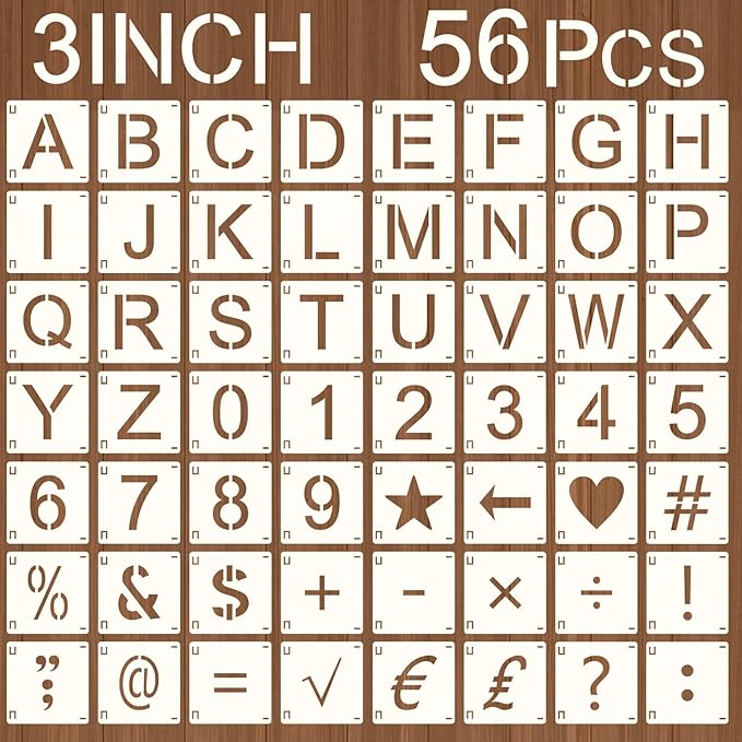 Augshy 3 Inch Letter Stencils Symbol, Rock Chalkboard, Signage DIY School Art by Augshy