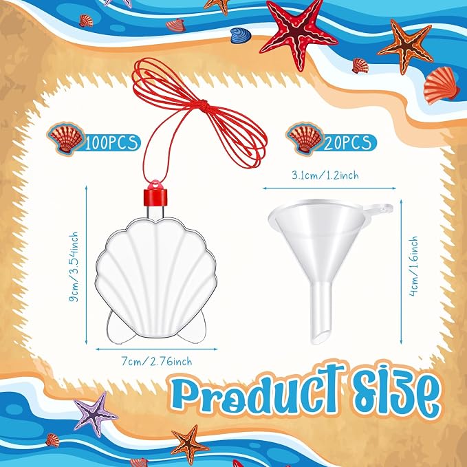Tanlade 50 Pcs Shell Shaped Sand Art Bottle Necklaces - Image 2