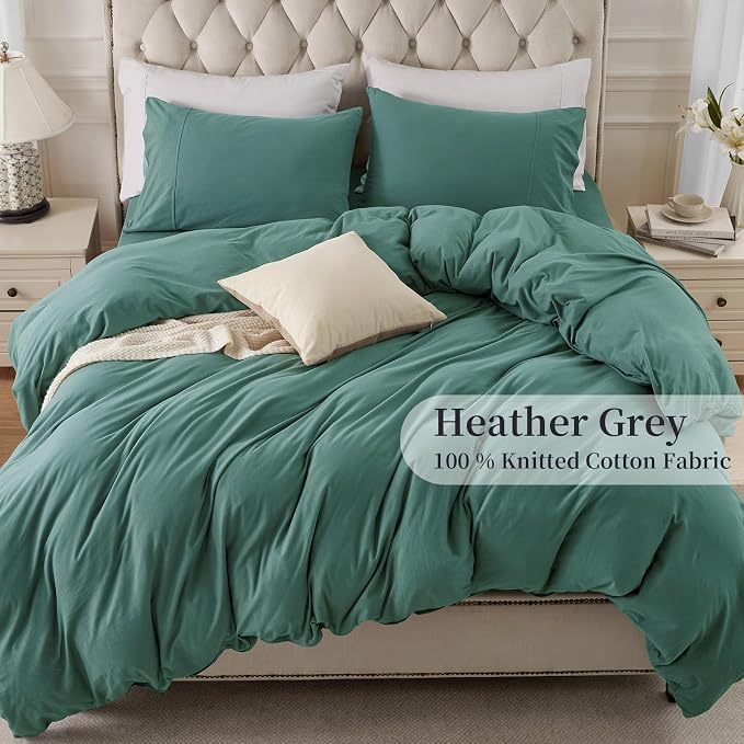 PURE ERA Jersey Knit Duvet Cover Set 100% T-Shirt Cotton Super Soft Comfy 3pc - Image 5