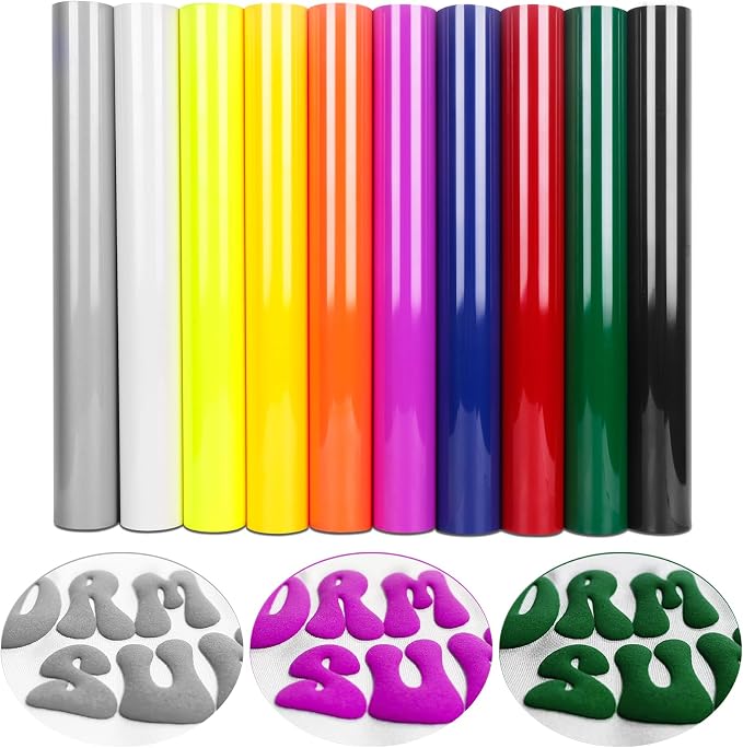 TORC 3D Puff HTV Heat Transfer Vinyl 12" x 10" 10 Sheet Pack by TORC