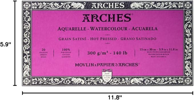 Arches Watercolor Paper Block, Hot Press, 5.9" x 11.8", 140 pound - Image 8
