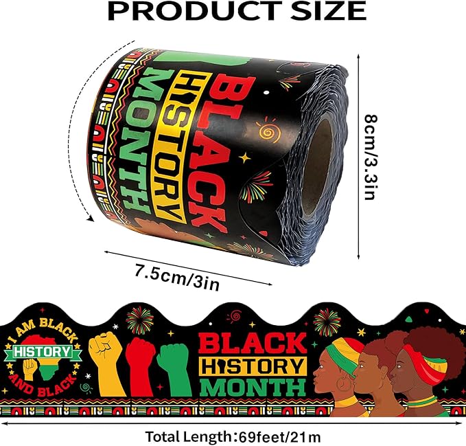 69 Feet Black History Month Bulletin Board Scalloped Kente Borders Classroom - Image 2