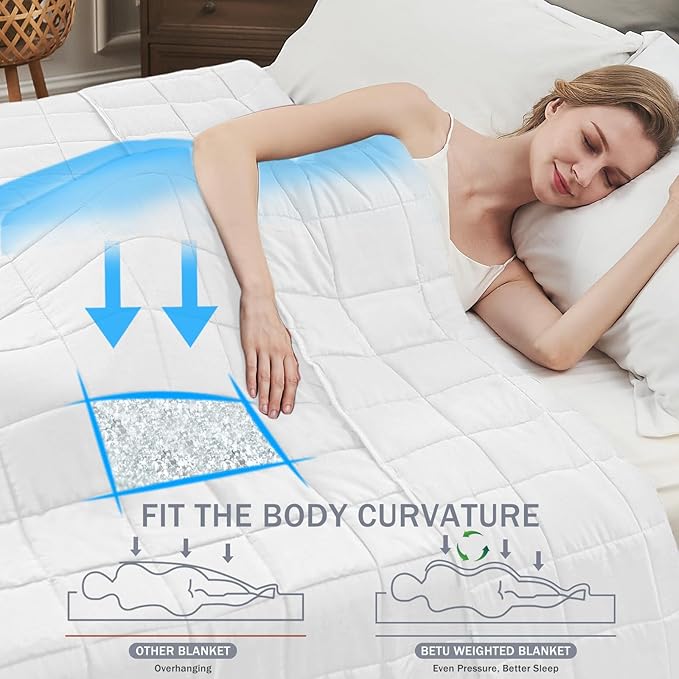 White Weighted Blanket for Adults 20lbs, King Size Cooling Heavy Throw Blanket - Image 2