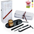 Exquisite Candle Accessories Tool Pack Bag, Rechargeable Electric Lighter， Wick Trimmer, Dipper, Snuffer and Tray Holder Elegant Kit Gift for Candle Lovers in Dating, Valentines Decor. ( Matte Black )
