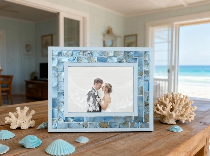 5x7 Mother of Pearl Picture Frame Beach, Tabletop or Wall Photo Frame - Image 5
