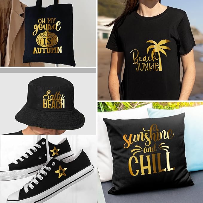 Gatichetta Heat Transfer Vinyl Roll, Metallic Foil Gold Iron On Vinyl 12" X 6ft - Image 5