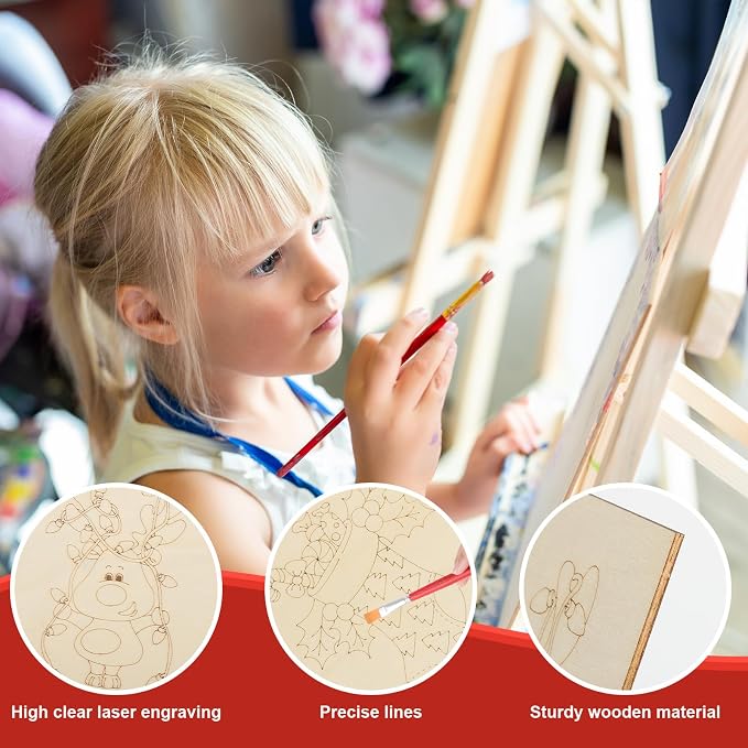 COCHIE 10 Pieces Large Christmas Unfinished Wood Crafts to Paint - Image 3