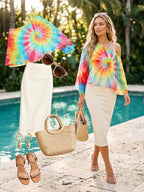 Women Chiffon Shawl Cape Colorful Summer Poncho Tops Beach Dress Cover up - Image 6