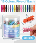 320Pcs Colorful Wooden Push Pin Clips, Decorative Thumbtack - Image 3