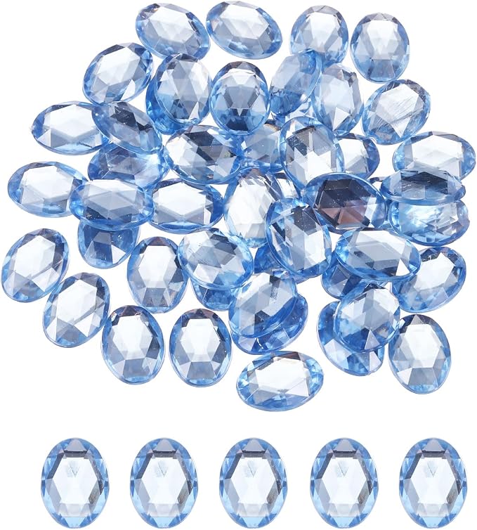 MECCANIXITY 50Pcs Acrylic Oval Gems 13x18 mm Flat Back Artificial Rhinestones by MECCANIXITY