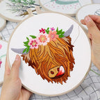 Louise Maelys Highland Cow Stamped Embroidery Kit Floral DIY Craft | Complete - Image 4