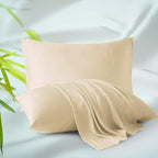 Bamboo Viscose Zippered Pillow Cases Queen Size Set of 2, 400 Thread Count by ZaizaiHome