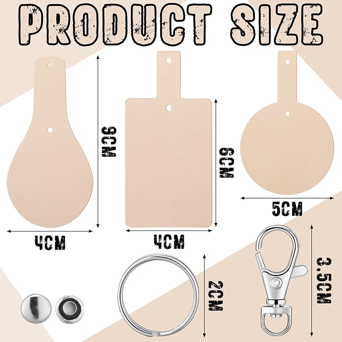 Landical 20 Pcs Leather Keychain Blank Craft Kit PU Leather Key Swivel Hook - Image 3