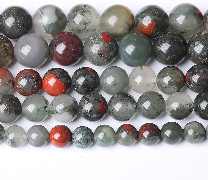 90PCS 8mm Natural African Bloodstone Beads Round Loose Gemstone Energy Healing - Image 2