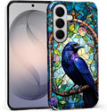 for Samsung Galaxy S26 Case, Crow Faux Stained Glass Pattern Glossy 2 in 1 by Teonvpu