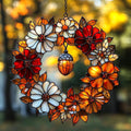Autumn Floral Wreath Acrylic Suncatcher Stained Glass Effect Window Car Hanging by AVAGAN