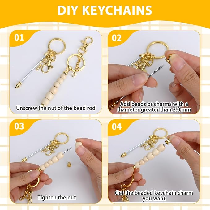 24Pcs Beadable Keychain Bars Bead Keychain Making Kit Blank Keychains Beaded - Image 4