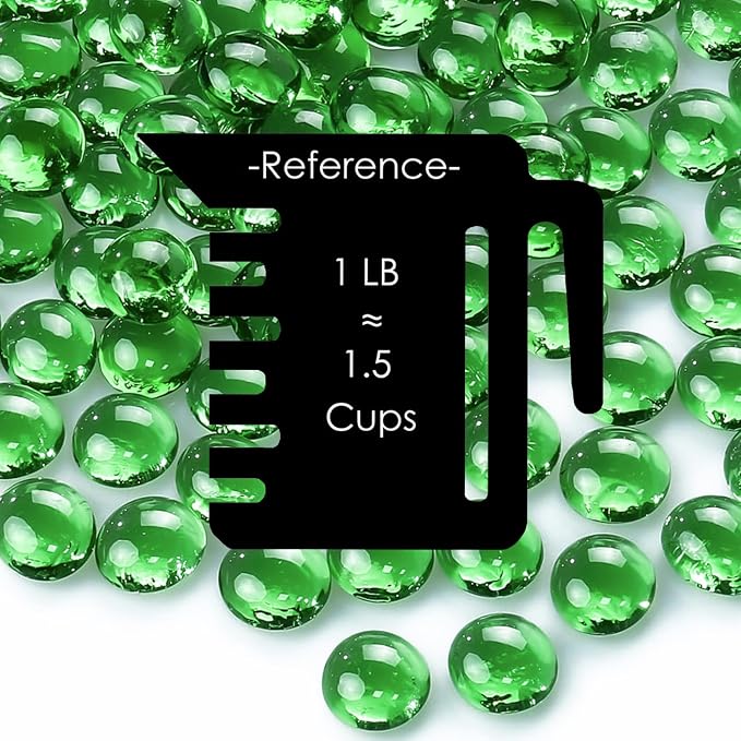 CYS EXCEL Green Glass Gemstone Beads Vase Fillers Flat Marble Beads Multiple - Image 2