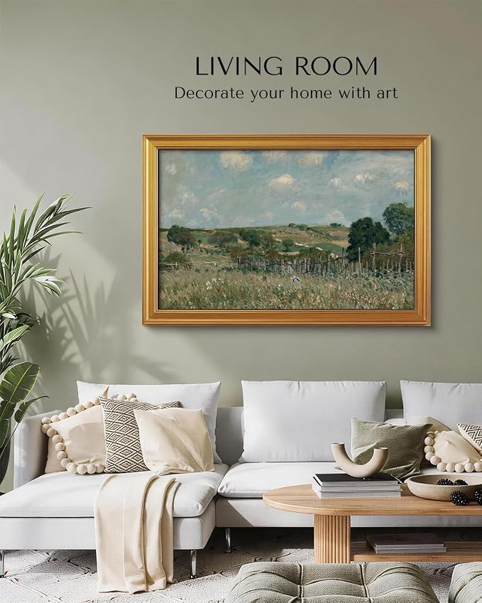 VIYYIEA Large Gold Framed Wall Art, Landscape Picture -Grassland- 36" x 24" - Image 6