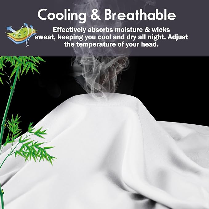 Pillowcases Queen Size 2 Pack, Cooling Viscose from Bamboo Pillow Cases - Image 3