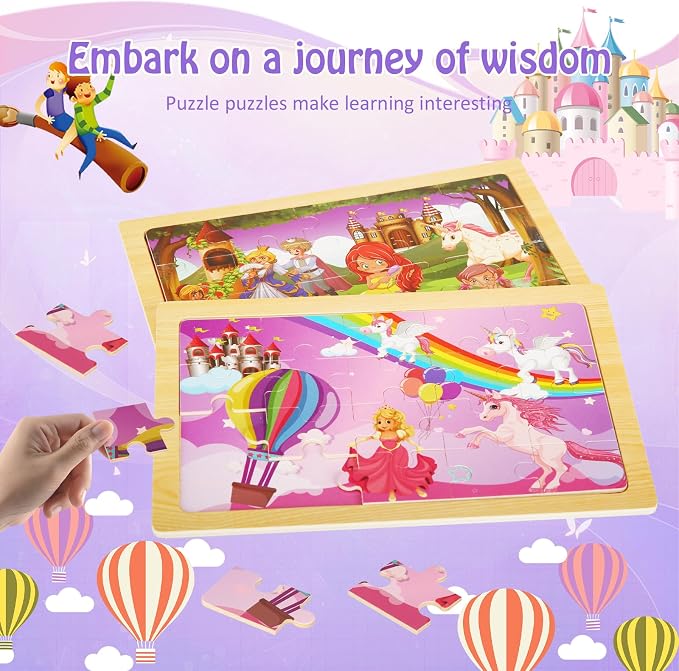 Wooden Puzzles Toys for Kids Ages 3-5, Preschool Educational Brain Teaser Toys - Image 3