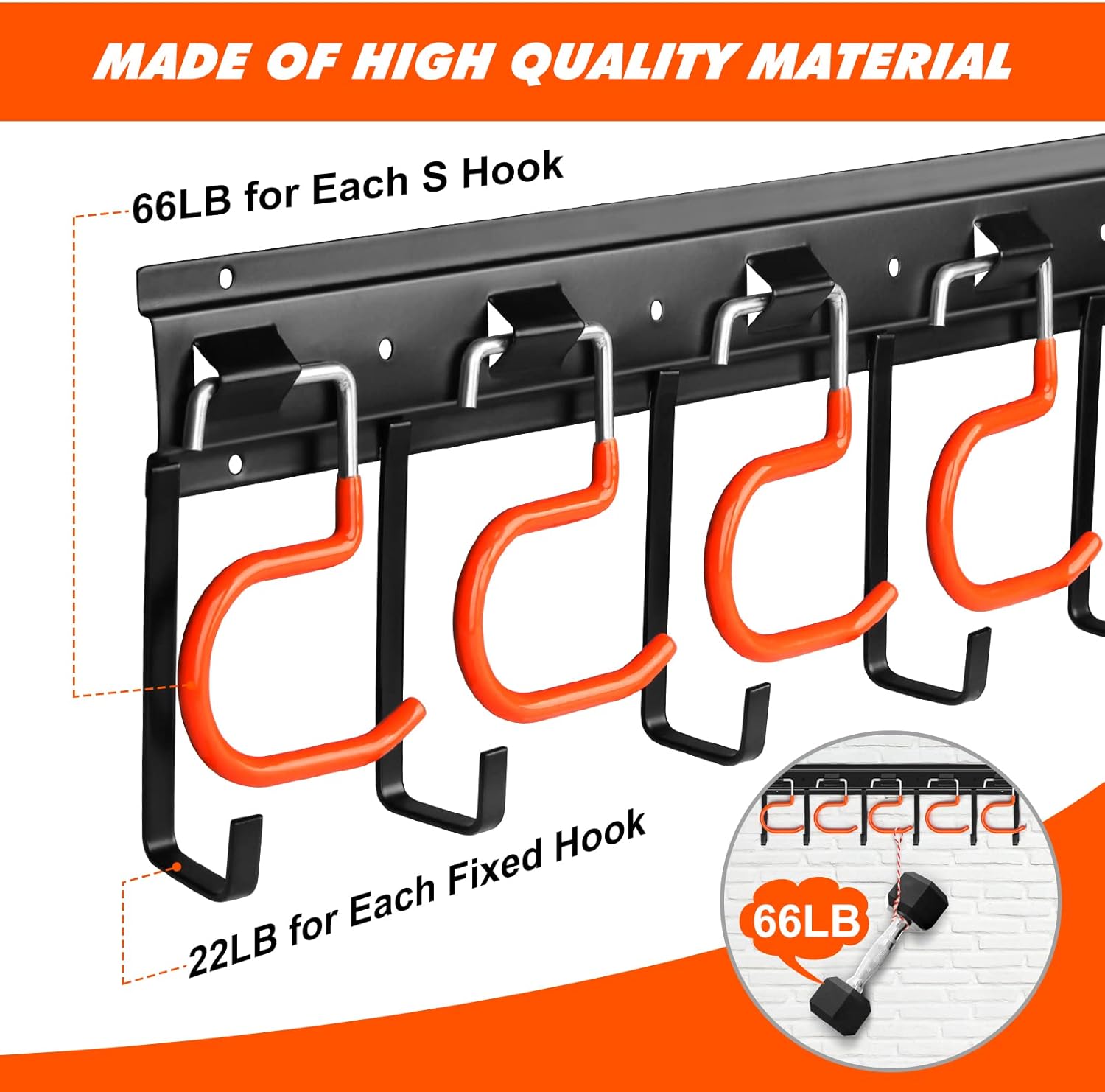 34'' All Metal Garden Tool Organizer Wall Mount Garage Organizers and Storage with Hooks Tool Hangers for Shed