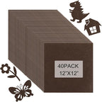40 Pcs Stiff Felt Fabric Sheet for Crafts, 1mm Thick and 12”x12”Brown Felt by Tiparts